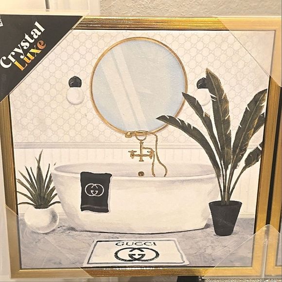 Crystal Luxe Bath Time With Gucci 2-PC Framed Canvas Wall Decor - Picture 7 of 9